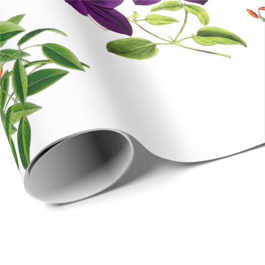 Paarse Clematis en Wildflower Floral Cadeaupapier (Rol Hoek)