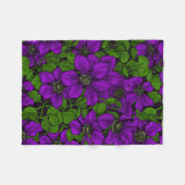 Paarse Clematis Fleece Deken (Voorkant (Horizontaal))