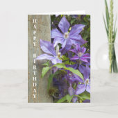Paarse Clematis Floral Birthday Kaart (Voorkant)