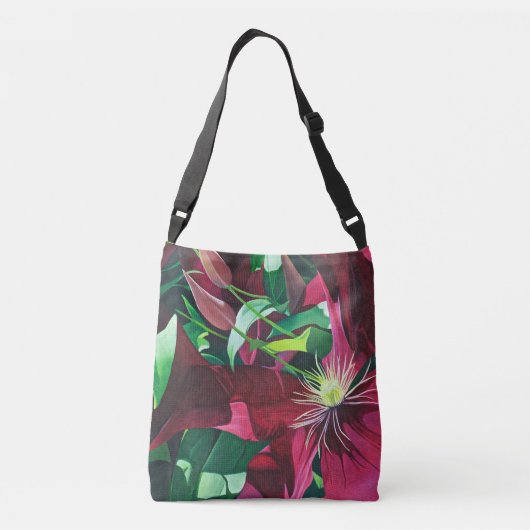 Paarse Clematis Floral Canvas tas (Achterkant)