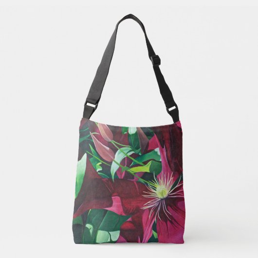 Paarse Clematis Floral Canvas tas (Voorkant)