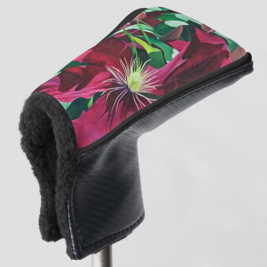 Paarse Clematis Floral Golfheadcover (3/4 voorkant)