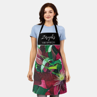 Paarse Clematis Floral, Medium Schort