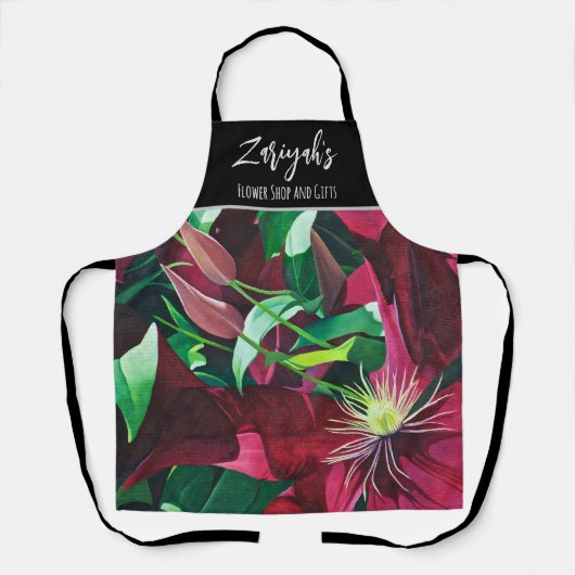 Paarse Clematis Floral, Medium Schort (Voorkant)