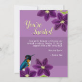  Paarse "Clematis Floral Summer Hummingbird" Kaart (Voorkant)