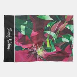 Paarse Clematis Floral Theedoek