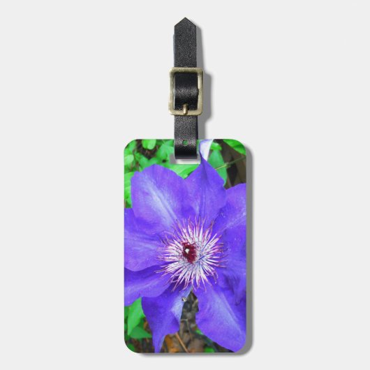 Paarse Clematis Flower Bagagelabel (Voorkant verticaal)