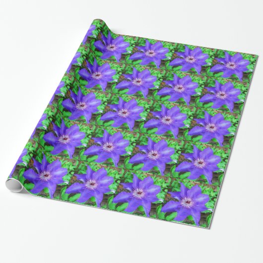 Paarse Clematis Flower Cadeaupapier (Uitgerold)