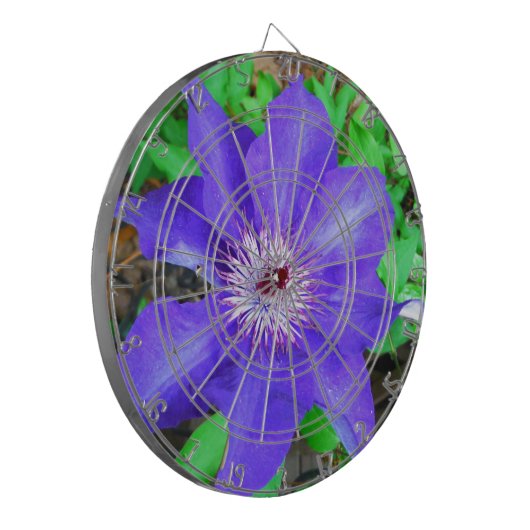 Paarse Clematis Flower Dartbord (Voorkant Links)