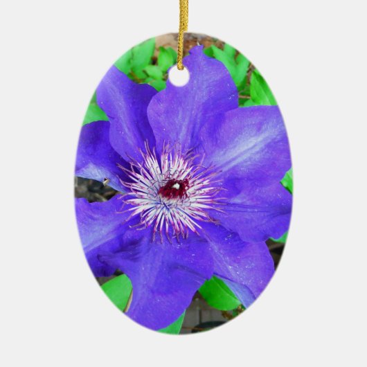 Paarse Clematis Flower Keramisch Ornament (Voorkant)