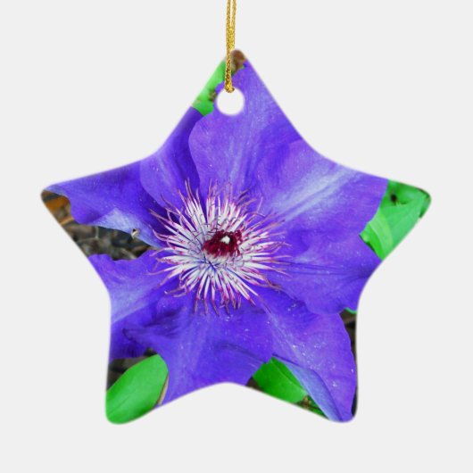 Paarse Clematis Flower Keramisch Ornament (Voorkant)