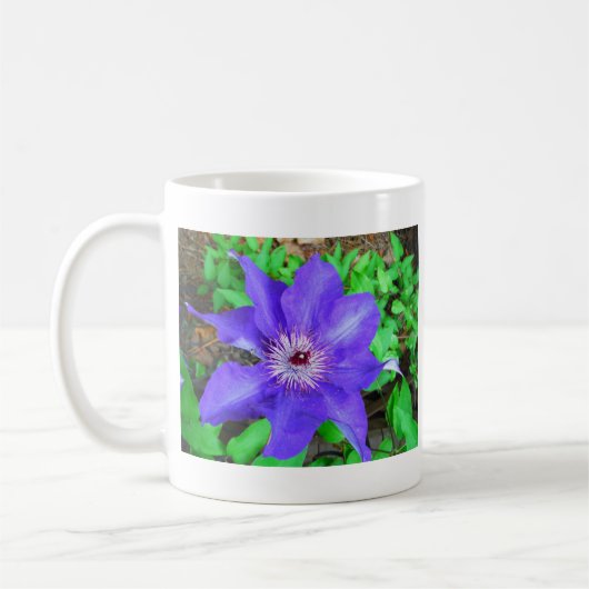 Paarse Clematis Flower Koffiemok (Links)