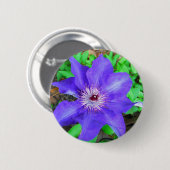 Paarse Clematis Flower Ronde Button 5,7 Cm (Voorkant /achterkant)