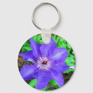 Paarse Clematis Flower Sleutelhanger
