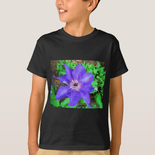 Paarse Clematis Flower T-shirt (Voorkant)