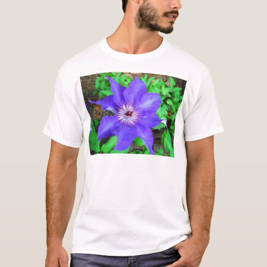 Paarse Clematis Flower T-shirt (Voorkant)