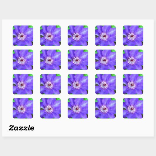 Paarse Clematis Flower Vierkante Sticker (Vel)