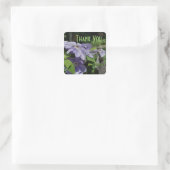 Paarse Clematis Flowers Dank je wel. Vierkante Sticker (Tas)