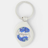 Paarse Clematis Flowers, gepersonaliseerd Sleutelhanger (Voorkant)