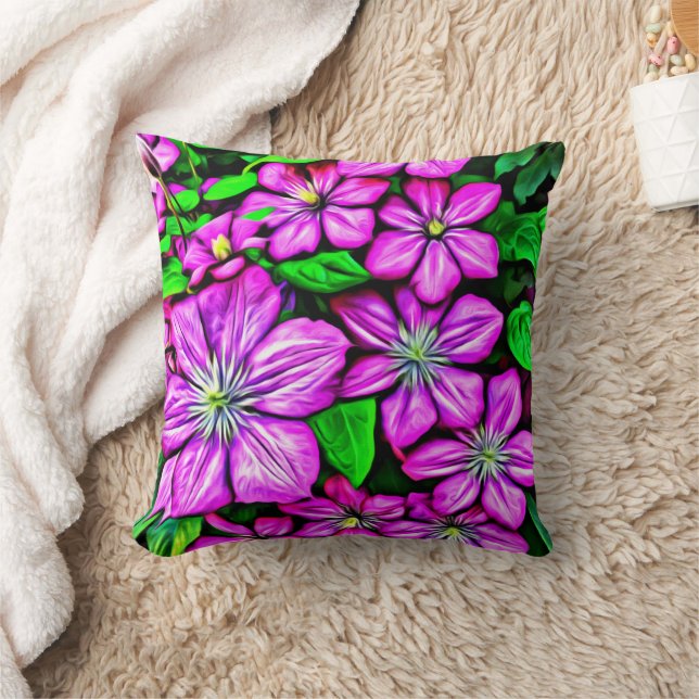 Paarse Clematis gooit kussen (Deken)