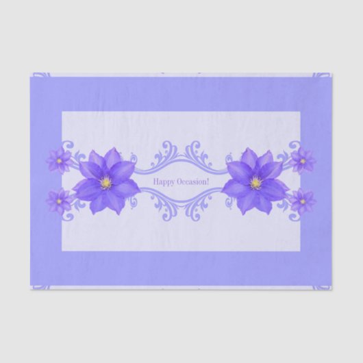 Paarse Clematis Happy Occasion Geschenkpapier Tissuepapier (Voorkant)