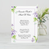 Paarse Clematis Post Wedding Reception nodigt uit Kaart (Staand voorkant)