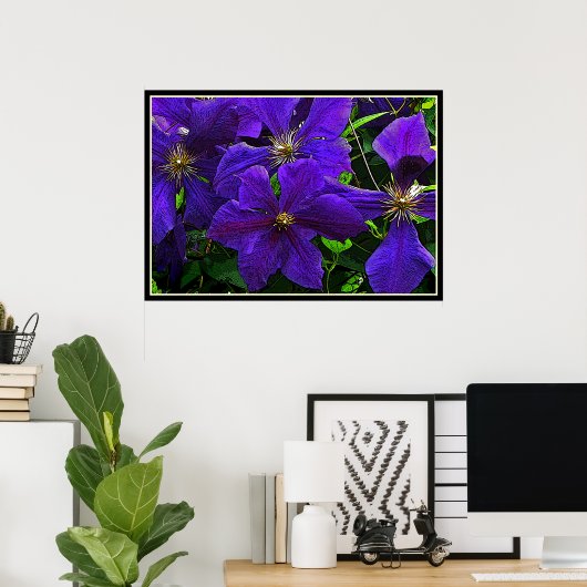 Paarse Clematis Poster (Thuiskantoor)
