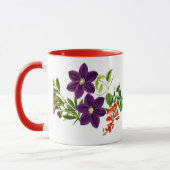 Paarse Clematis Red Flower and Greenery Coffee Mok (Links)