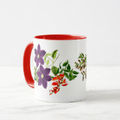 Paarse Clematis Red Flower and Greenery Coffee Mok (Voorkant links)