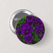 Paarse Clematis Ronde Button 5,7 Cm (Voorkant /achterkant)