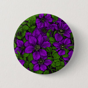 Paarse Clematis Ronde Button 5,7 Cm