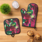 Paarse Clematis schilderij Ovenwant & Pannenlap Set (Top down)