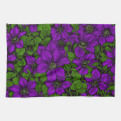 Paarse Clematis Theedoek (Horizontaal)