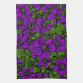 Paarse Clematis Theedoek (Verticaal)