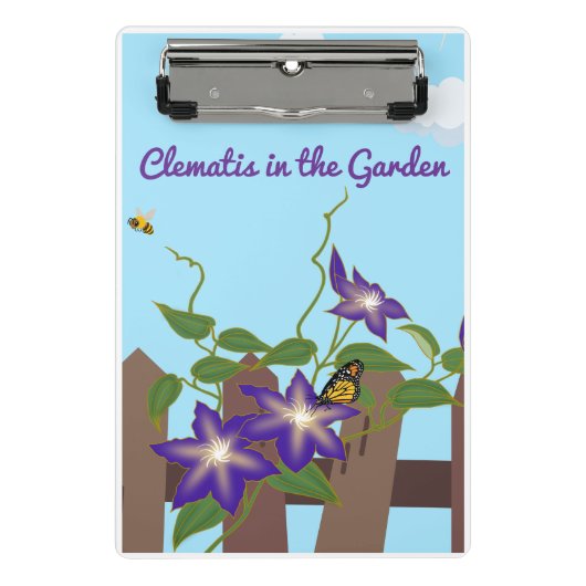 Paarse Clematis wijnstok in de tuin Mini Klembord (Voorkant)