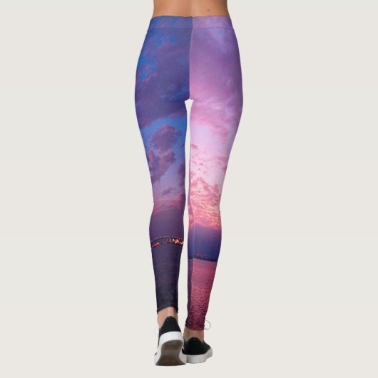 Paarse Clouds California Coastal Sunset Foto Leggings (Achterkant)