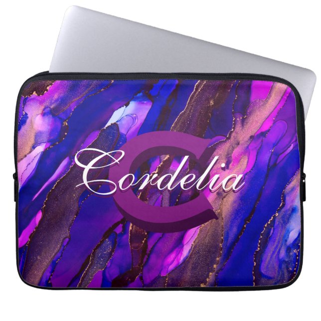 Paarse cloudscape Alcohol Ink Laptop Sleeve (Voorkant)