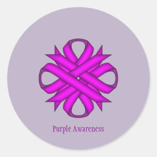 Paarse Clover Ribbon door Kenneth Yoncich Ronde Sticker