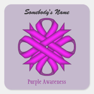 Paarse Clover Ribbon door Kenneth Yoncich Vierkante Sticker