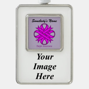 Paarse Clover Ribbon Tmpl (V-I) van Kenneth Yoncic Verzilverd Omlijst Ornament