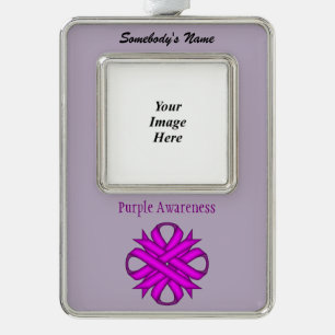 Paarse Clover Ribbon Tmpl (V-O) van Kenneth Yoncic Verzilverd Omlijst Ornament