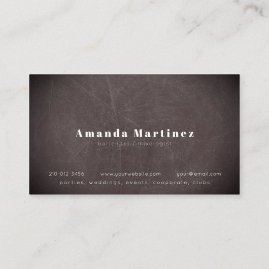 Paarse Cocktail Bartender Mixologist schoolbord Visitekaartje (Achterkant)