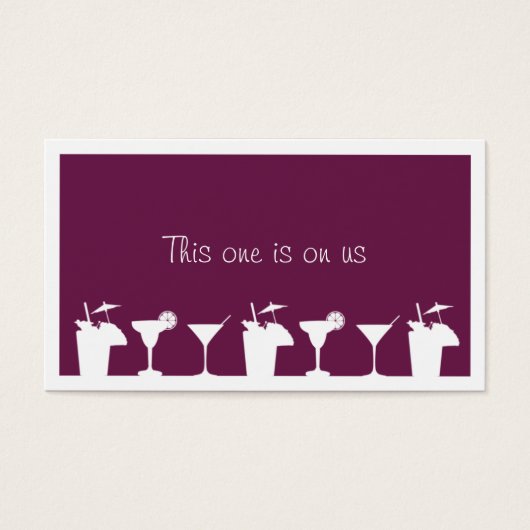 Paarse cocktail Corporate Event drink ticket Visitekaartje (Voorkant)