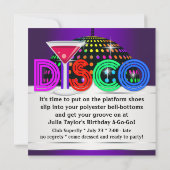 Paarse Cocktail Disco Feest Uitnodigingen (Achterkant)