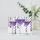 Paarse cocktail en lint briefkaart (Staand voorkant)