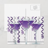 Paarse cocktail en lint briefkaart (Voorkant / Achterkant)