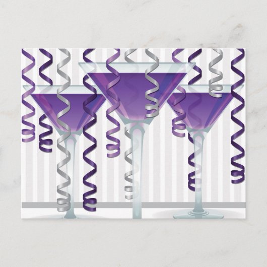 Paarse cocktail en lint briefkaart (Voorkant)