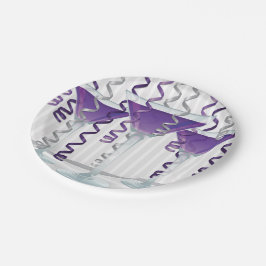 Paarse cocktail en lint papieren bordje