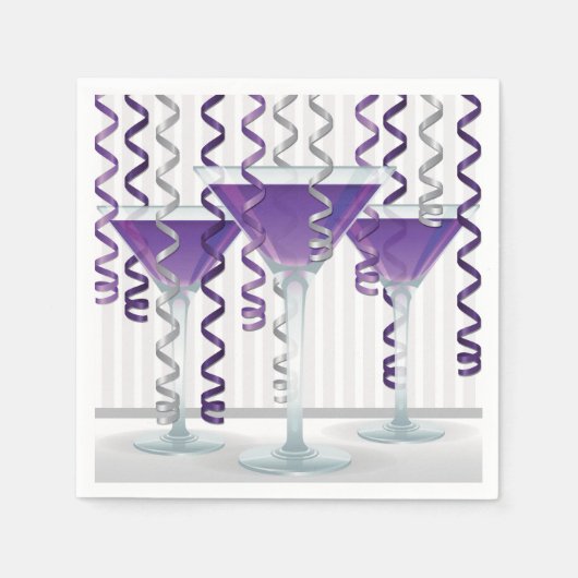 Paarse cocktail en lint servetten (Voorkant)