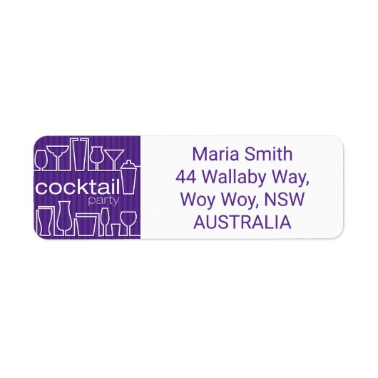 Paarse cocktailparty etiket (Voorkant)